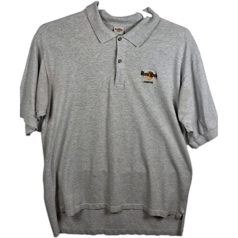 VTG Hard Rock Cafe London Men's XL Gray Polo Short Sleeve Shirt